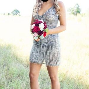 Elegant Sequin Embellished Dress homecoming prom MORP formal Ashley Lauren size